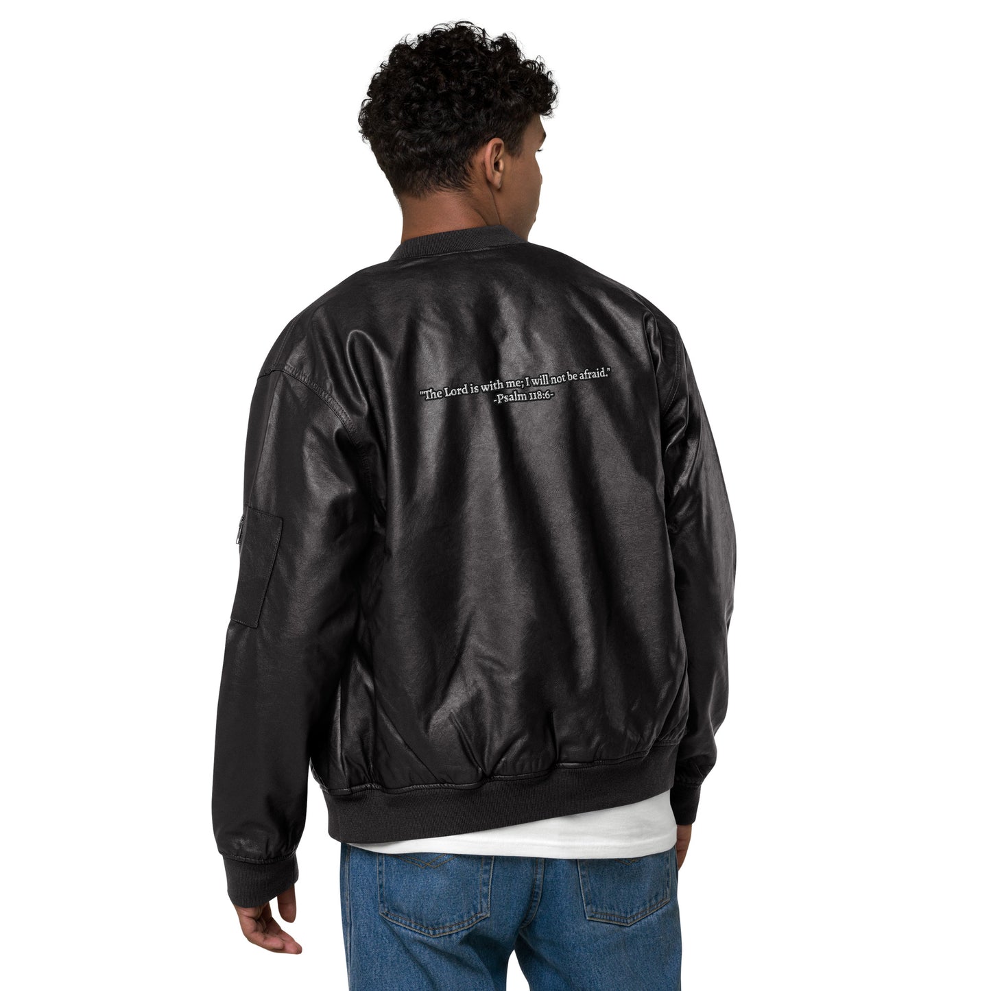 Faith Over Fear - Leather Bomber Jacket - Unisex