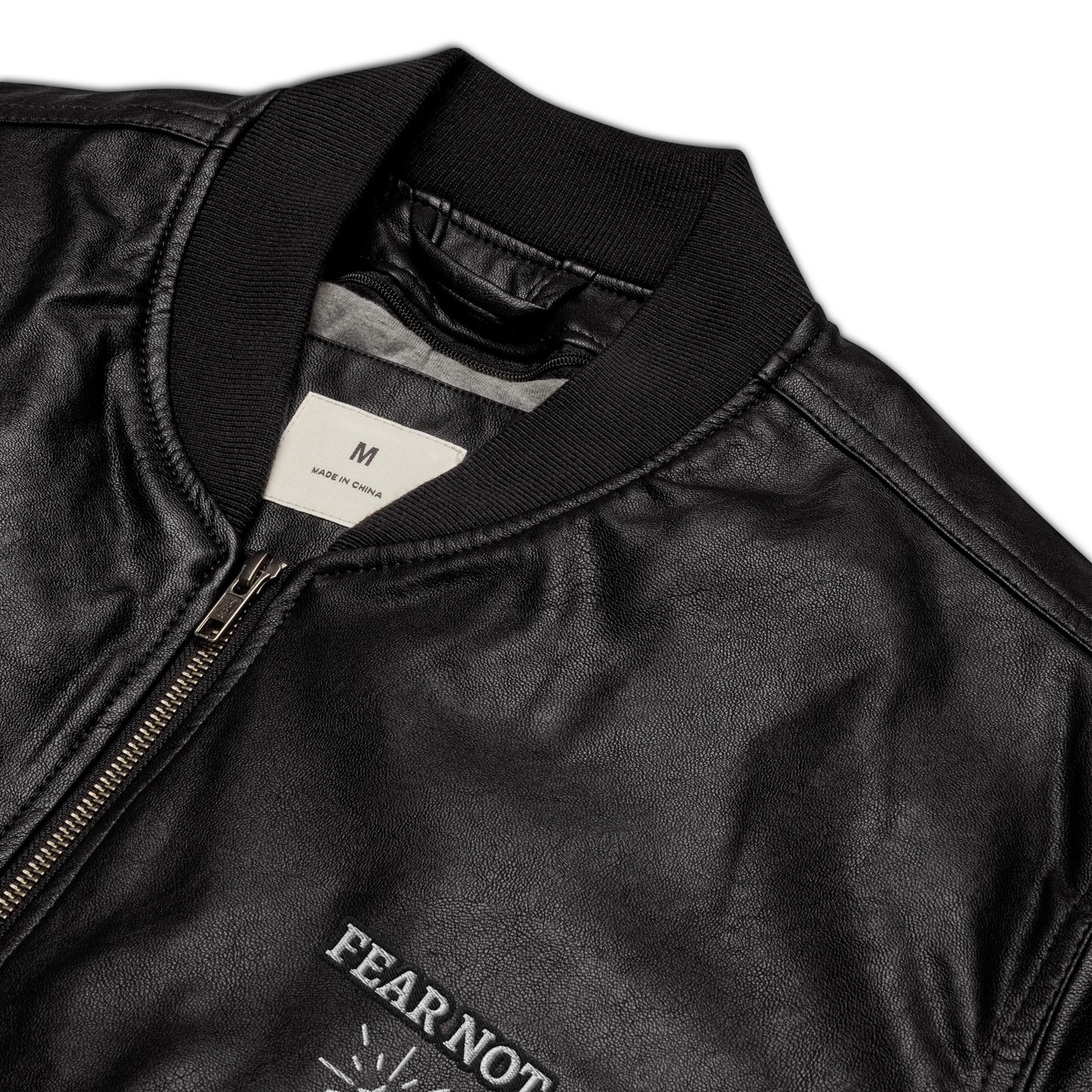 Faith Over Fear - Leather Bomber Jacket - Unisex