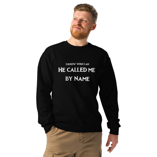 Black men’s Christian sweatshirt with “I Know Who I Am” on front 