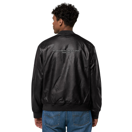 Faith Over Fear - Leather Bomber Jacket - Unisex